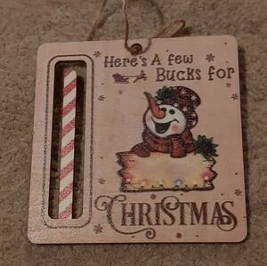 Festive Snowman Money Holding Christmas Ornament - Wood
